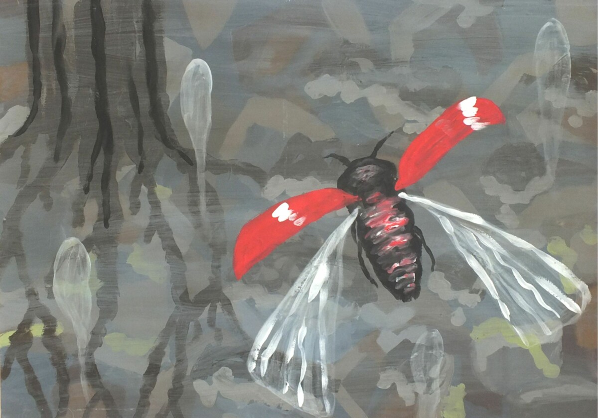 flying insect beetle fliegendes Insekt Käfer altered environment painting