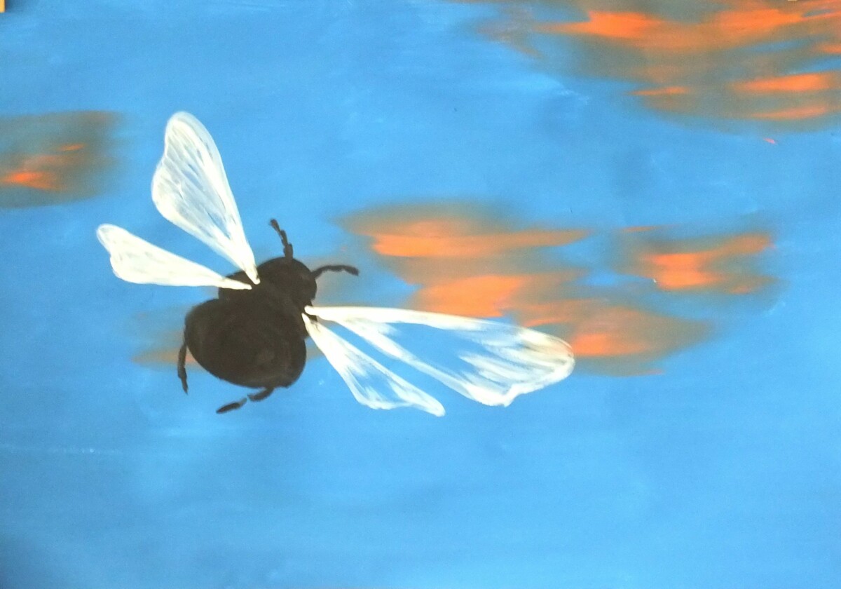 flying insect fliegendes Insekt search Suche polluted environment painting